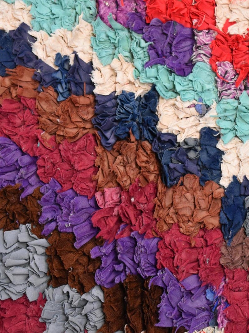 Authentique tapis berbère fait main en tissu recyclé BOUCHAROUETTE 60 Multicolore - Kiabi