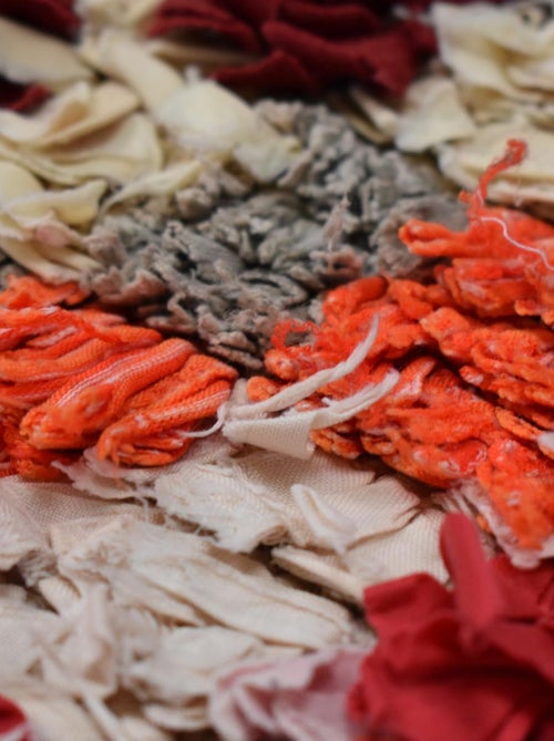 Authentique tapis berbère fait main en tissu recyclé BOUCHAROUETTE 60 - Kiabi