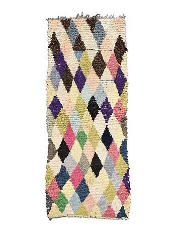 Authentique tapis berbère fait main en tissu recyclé BOUCHAROUETTE 61