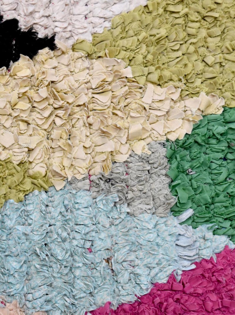 Authentique tapis berbère fait main en tissu recyclé BOUCHAROUETTE 61 Multicolore - Kiabi