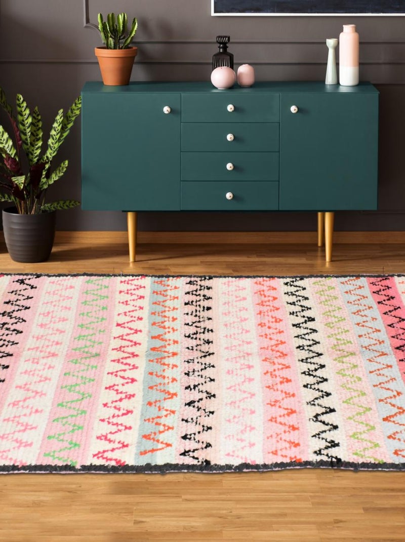 Authentique tapis berbère fait main en tissu recyclé BOUCHAROUETTE 64 Multicolore - Kiabi
