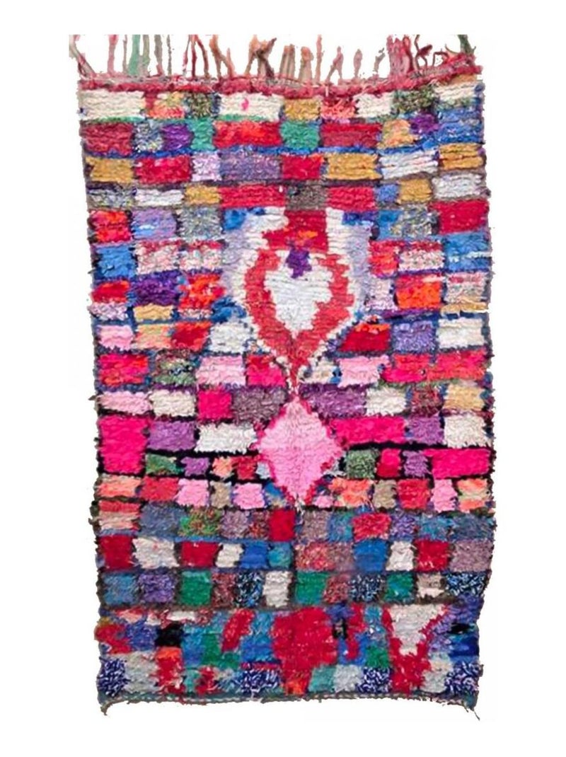 Authentique tapis berbère fait main en tissu recyclé BOUSKE Multicolore - Kiabi