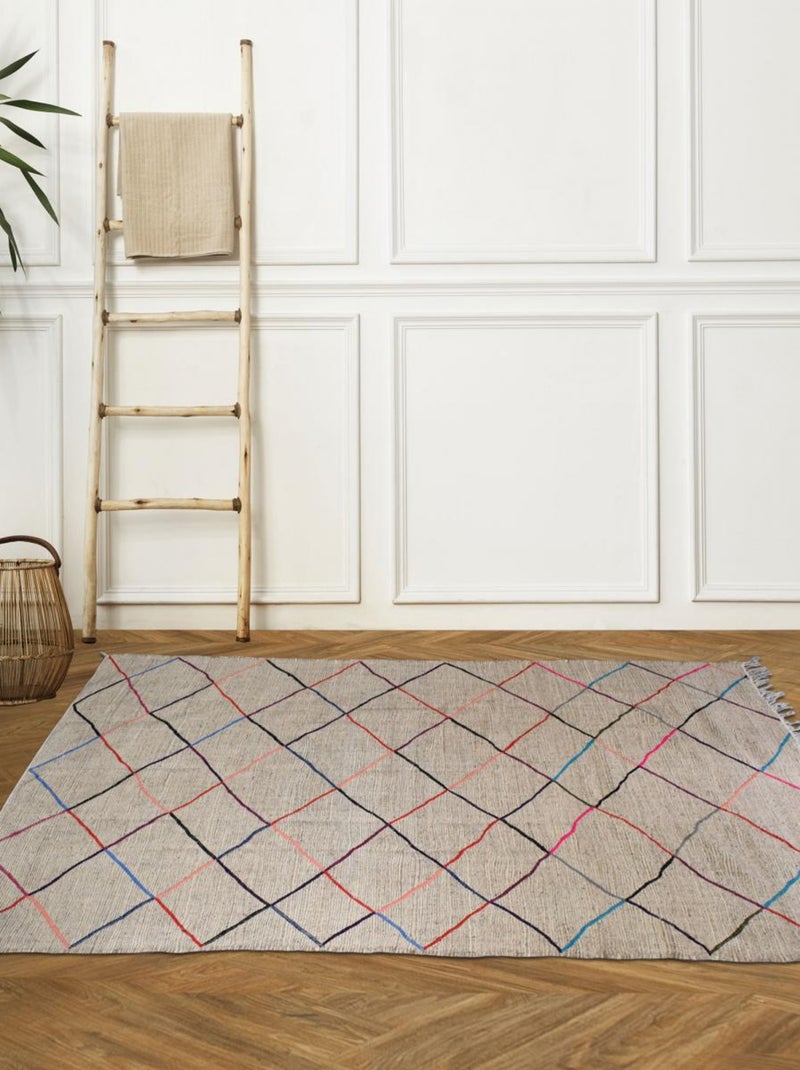 Authentique tapis berbère fait main en tissu recyclé ERFOUD 2 Beige - Kiabi