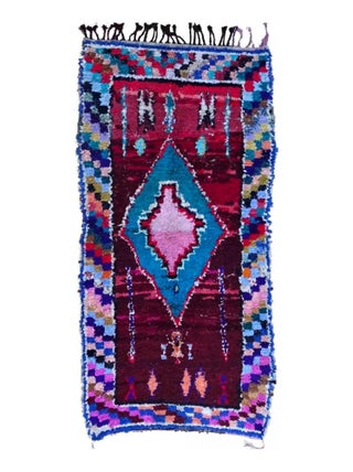 Authentique tapis berbère fait main en tissu recyclé KSABI