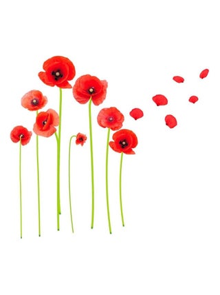 Autocollant de décoration murale coquelicots