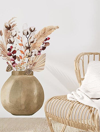 Autocollant mural bouquet de fleurs séchées