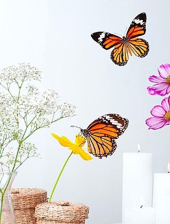 Autocollant mural fleurs et papillons