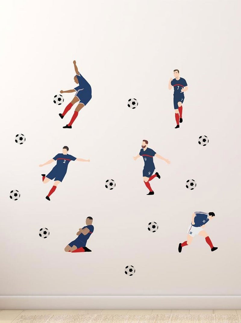 Autocollant mural joueurs de foot Bleu - Kiabi
