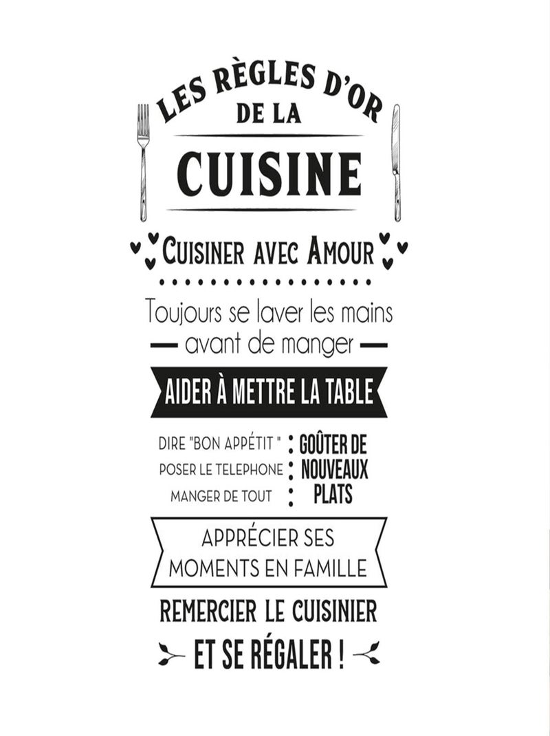 Autocollant Mural les règles d'or de la cuisine Noir - Kiabi