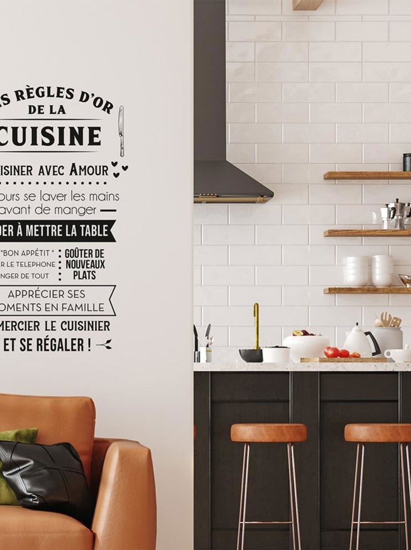Autocollant Mural les règles d'or de la cuisine Noir - Kiabi