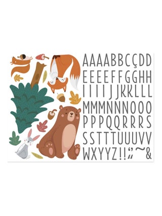 Autocollant Mural pour enfants avec prénom animaux de forêt