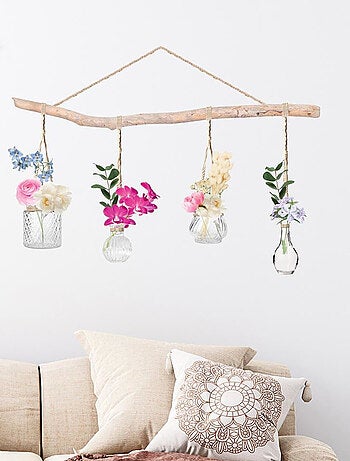 Autocollant mural suspensions de bocaux et bouquets de fleurs