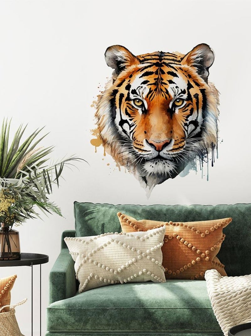 Autocollant Mural tête de tigre Marron - Kiabi