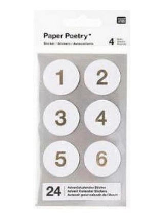 Autocollant nombres Calendrier de l avent 24 pcs