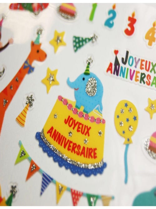 Autocollants - Anniversaire au zoo ! - Paillettes - Global Gift - Kiabi