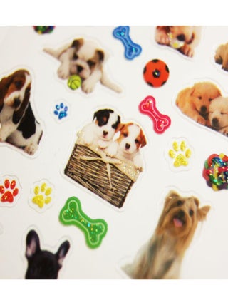 Autocollants - Chiots - Paillettes - 1,8 cm - Global Gift