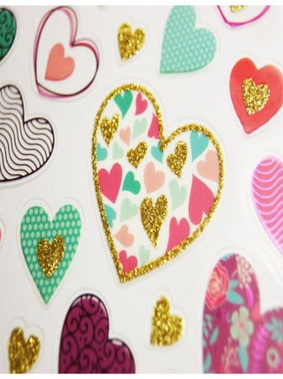 Autocollants - Coeur - Dorures et paillettes - Global Gift