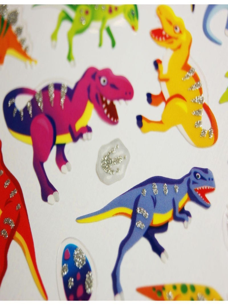 Autocollants - Dinosaures - Paillettes argentées - Global Gift Multicolore - Kiabi