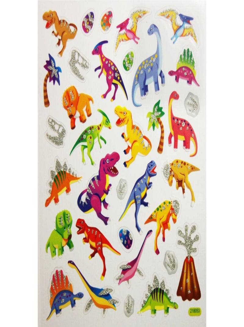 Autocollants - Dinosaures - Paillettes argentées - Global Gift Multicolore - Kiabi