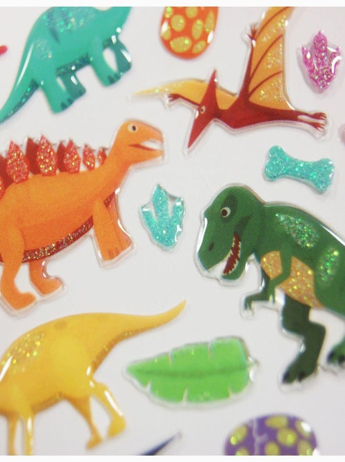 Autocollants - Dinosaures rigolos - Paillettes - - Global Gift - Kiabi