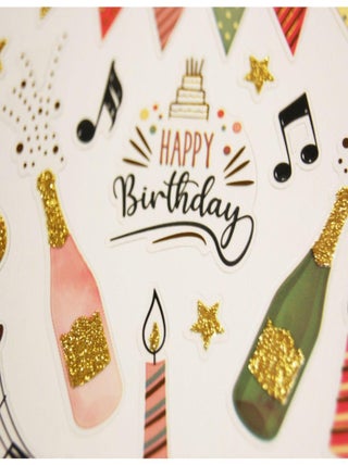 Autocollants - Happy Birthday - fête - Paillettes - Global Gift