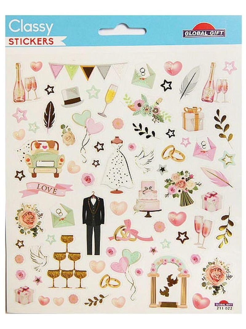 Autocollants - Mariage - Dorures et paillettes - Global Gift Multicolore - Kiabi