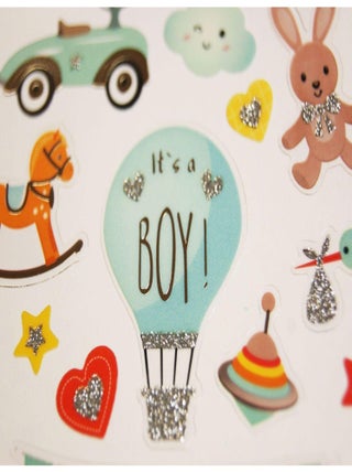 Autocollants - Naissance Garçon - Paillettes - Global Gift