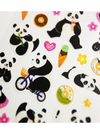 Autocollants - Pandas - Paillettes - 1,8 cm - Global Gift