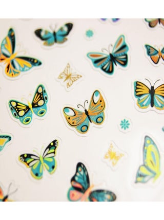 Autocollants - Papillons - Bleu et or - 1,8 cm - Global Gift