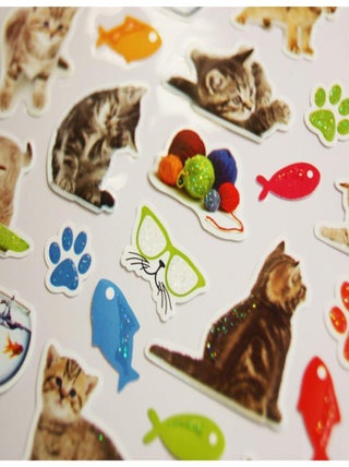 Autocollants - Petits chats - Paillettes - Global Gift