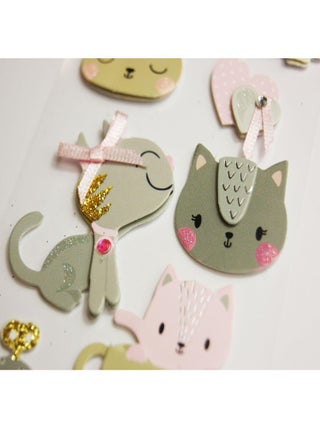 Autocollants en relief à paillettes - Chatons et - Global Gift