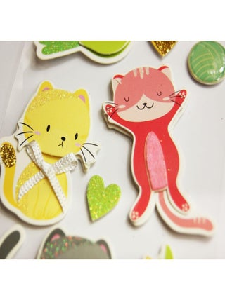 Autocollants en relief à paillettes - Chats - Global Gift