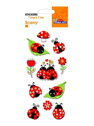 Autocollants en relief à paillettes - Coccinelles - Global Gift