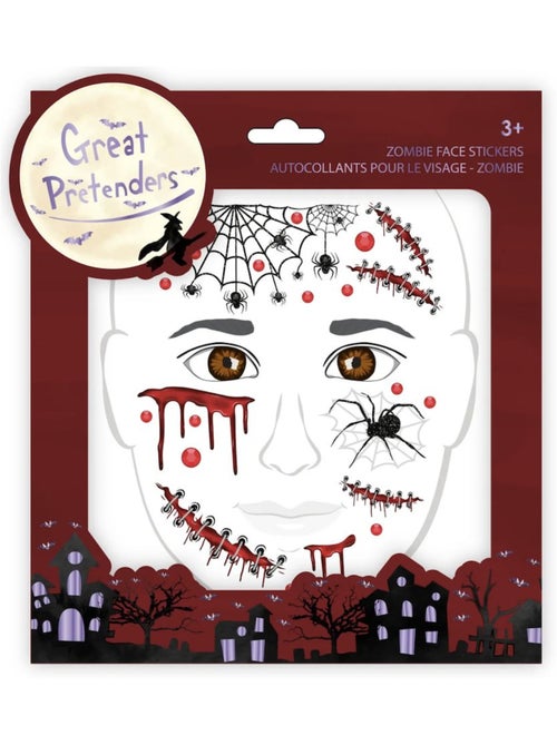 Autocollants pour le visage -theme zombie - 'great pretenders' - Kiabi Autocollants pour le visage -theme zombie - 'great pretenders' - Kiabi