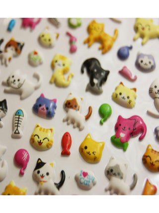 Autocollants réutilisables - Relief 3D - Chats - Global Gift