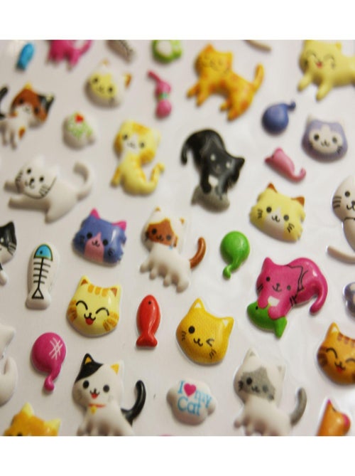 Autocollants réutilisables - Relief 3D - Chats - Global Gift - Kiabi