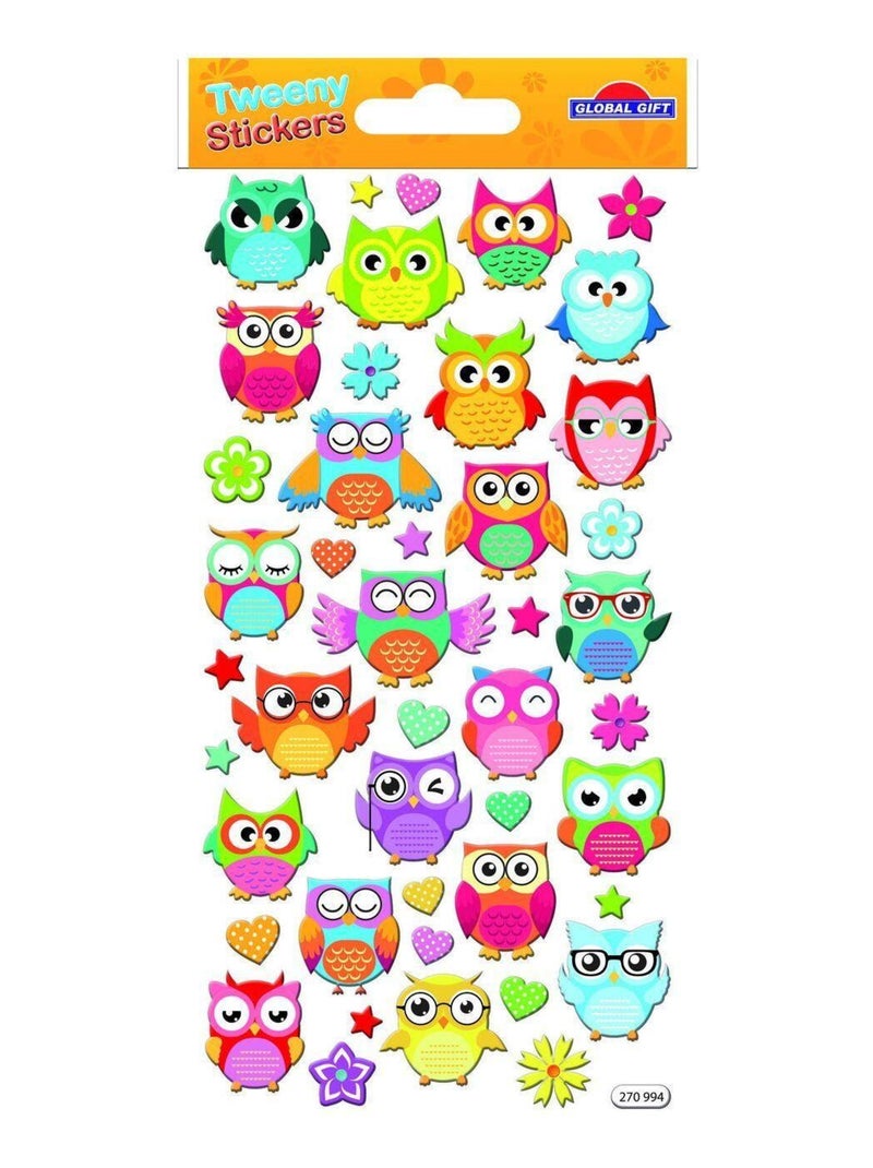 Autocollants réutilisables - Relief 3D - Chouettes - Global Gift Multicolore - Kiabi