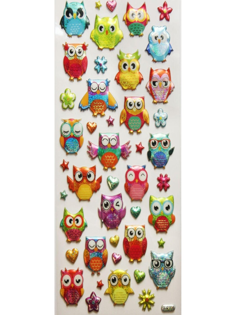 Autocollants réutilisables - Relief 3D - Chouettes - Global Gift Multicolore - Kiabi