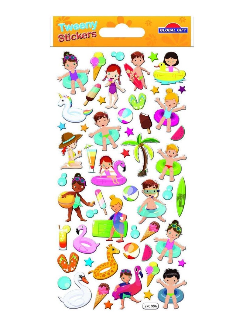 Autocollants réutilisables - Relief 3D - Piscine - Global Gift Multicolore - Kiabi