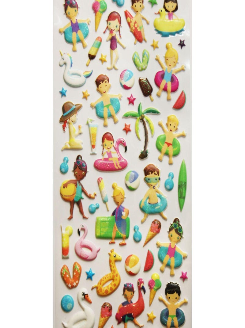 Autocollants réutilisables - Relief 3D - Piscine - Global Gift Multicolore - Kiabi