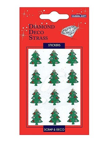 Autocollants strass diamant - Sapins - Paillettes - Global Gift