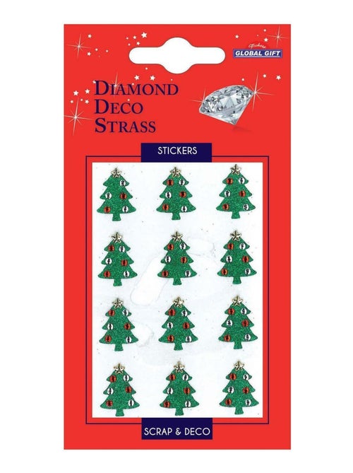 Autocollants strass diamant - Sapins - Paillettes - Global Gift - Kiabi