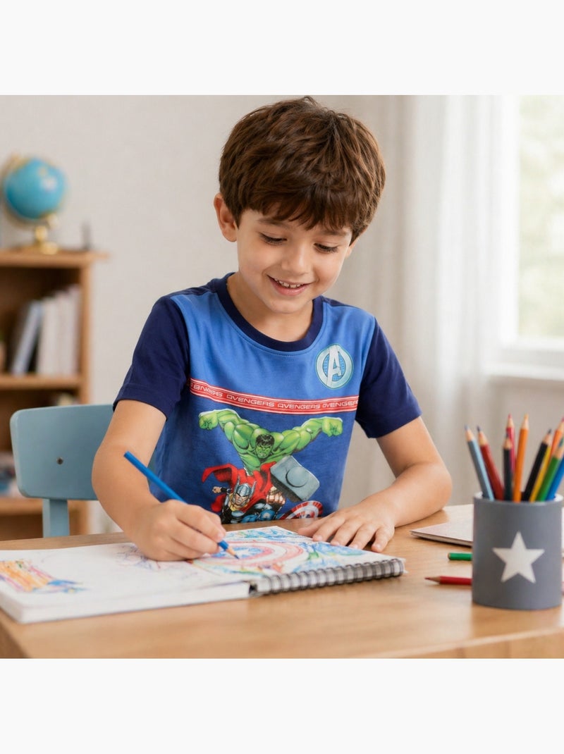 Avengers - T-shirt manches courtes garçon avec imprimé Bleu marine - Kiabi