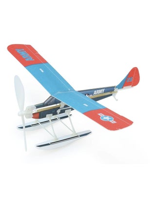 Avion à élastique bleu