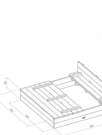 AXI ELLA XL Bac a sable avec bancs Marron Vert 120x120x22cm
