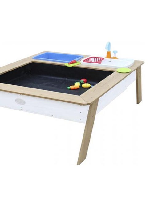 AXI Linda Table sable et eau avec Cuisine et evier Marron Blanc Parasol Bleu Blanc - Kiabi