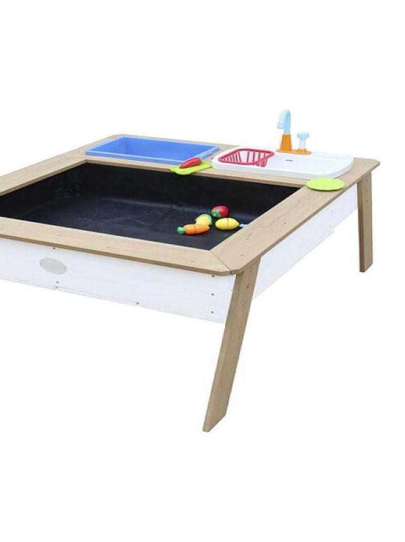 AXI Linda Table sable et eau avec Cuisine et evier Marron Blanc Parasol Bleu Blanc Blanc - Kiabi