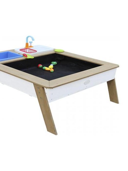 AXI Linda Table sable et eau avec Cuisine et evier Marron Blanc Parasol Bleu Blanc - Kiabi