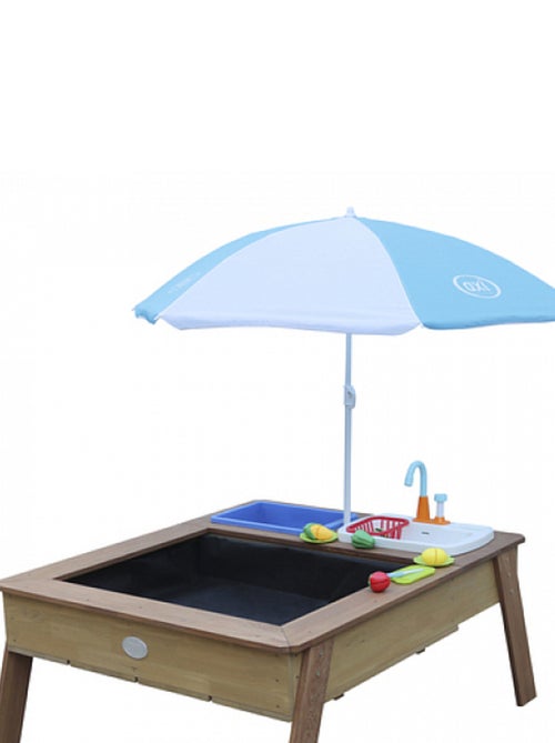 AXI Linda Table sable et eau avec Cuisine et evier Marron Parasol Bleu Blanc - Kiabi