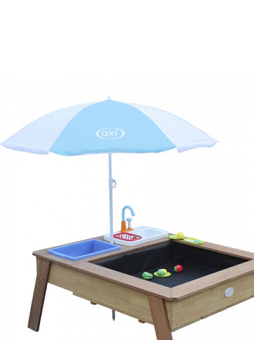 AXI Linda Table sable et eau avec Cuisine et evier Marron Parasol Bleu Blanc - Kiabi